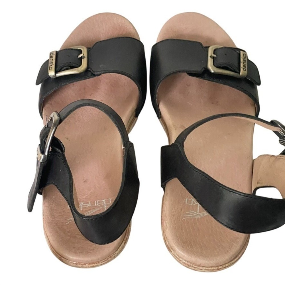 Dansko Matty Black Leather Buckle Sandals EU 37 US 6.5-7 Comfort - Picture 9 of 11